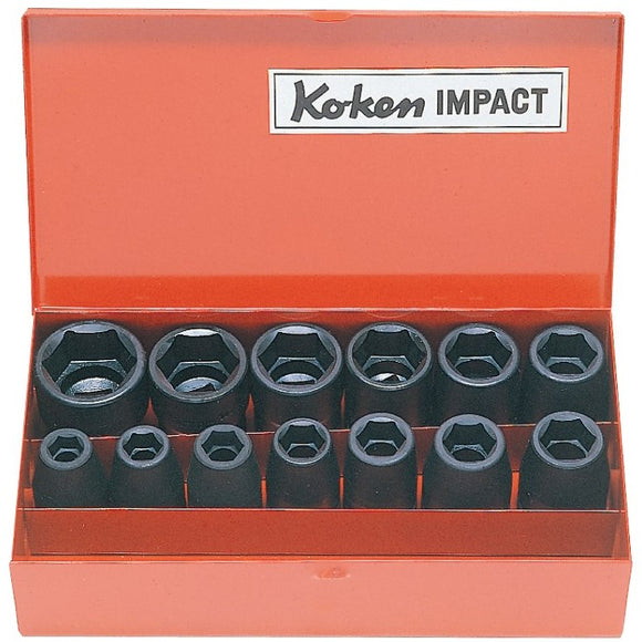 Ko-ken Impact Socket Set 3/8-1.18 AF 6pt 1/2 Drive