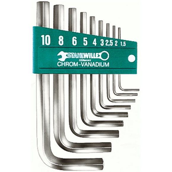 Stahlwille A/F L Shaped Hex Key Short Series 10760ACV/10PC